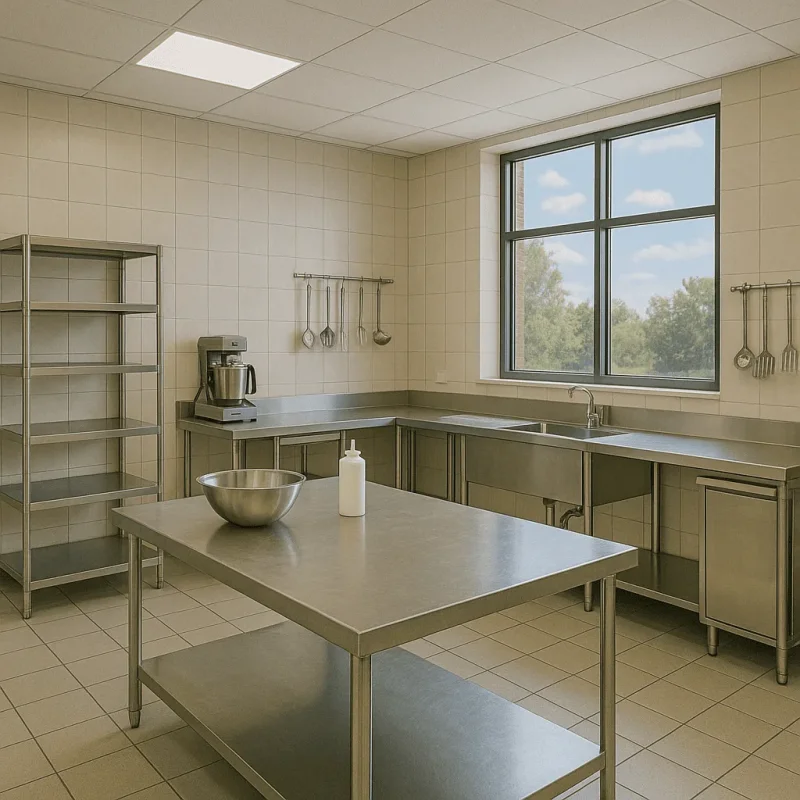 Seattle Prep Kitchen Construction — Sinks, Worktables & Wash Zones