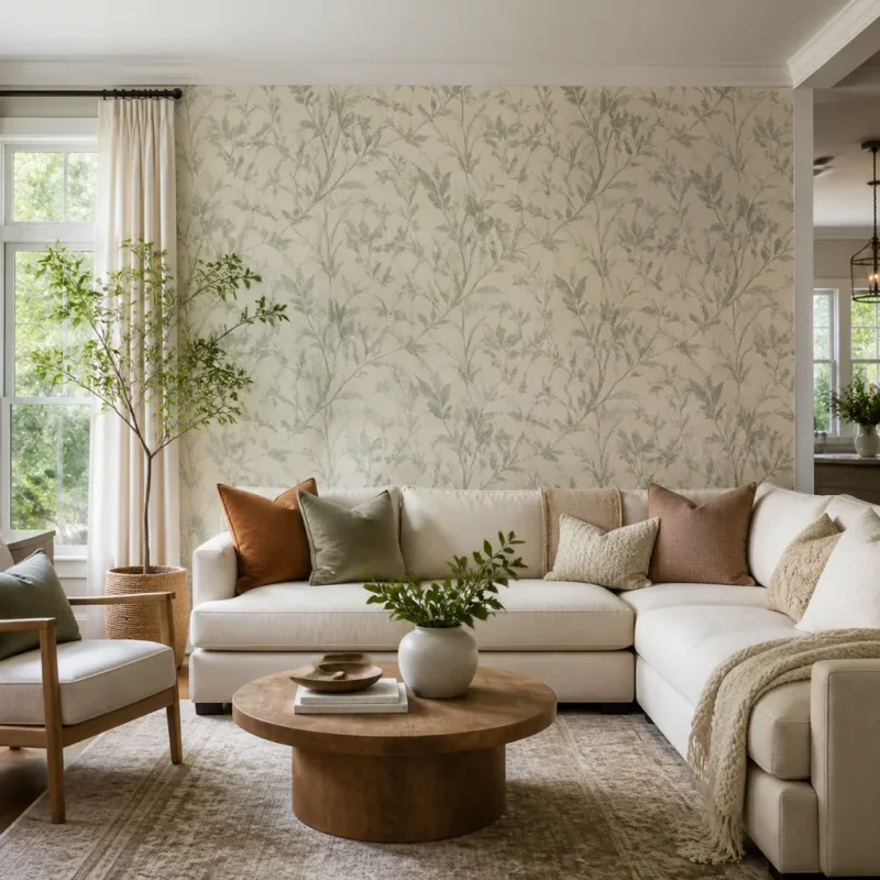Living Room Wallpaper Installation in Seattle, WA