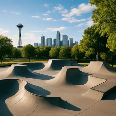 Seattle Skate Park Construction — Bowls, Street Features, Rails & Lighting