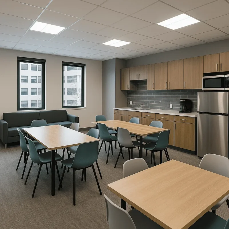 Seattle Office Break Rooms — Kitchenettes, Seating & Power/USB