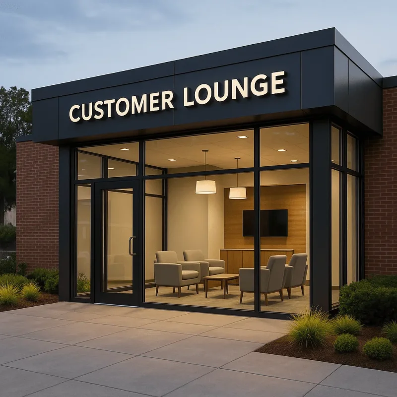 Seattle Customer Lounge Construction — Seating, Power/USB & Coffee Bar