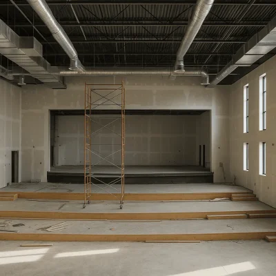 Seattle School Auditorium Construction — Stage, AV/Lighting & Egress
