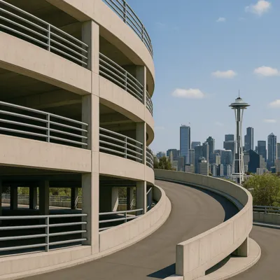 Seattle Parking Ramp Construction — Concrete, Slope & Railings