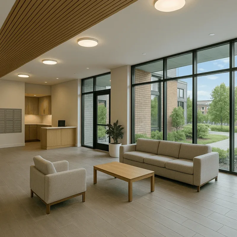 Seattle Multifamily Lobby Construction — Reception, Seating & Lighting